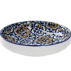 Schale China, flach, blau/gelb, 15 cm