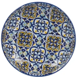 Schale China, flach, blau/gelb, 15 cm