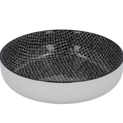 Schale China mit Rand, Perlen, schw/wss, 17 cm