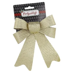 Schleife Glitter/Streifen, gold, 20 cm