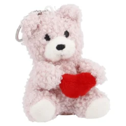 Schlüsselanhänger Bär mit Herz, pink, 9 cm