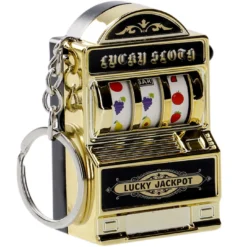 Schlüsselanhänger Spielautomat, gold