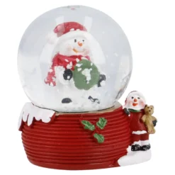 Schneekugel Figur, Schneemann/Kranz, 4.5 x 6 cm