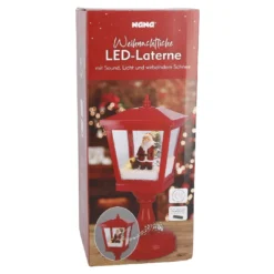 Schnee-Laterne mit Sound, Santa/rot, 30 cm