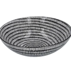 Schüssel China, flach, Stäbchen/Kreis, schw/wss, 23 cm