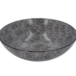 Schüssel China, flach, Striche, schw/wss, 23 cm