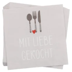 Serviette Mit Liebe gekocht, 20 Stück