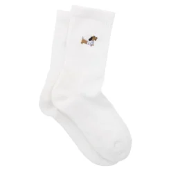 Socken Stick-Motiv, Dackel/blau, Größe 35-42