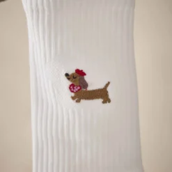 Socken Stick-Motiv, Dackel/rot, Größe 35-42