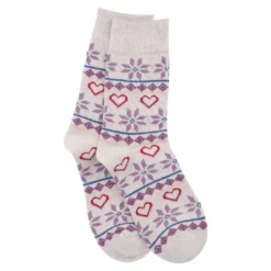Socke Winter, Damen, Herz/Flocke/rosa, Größe 35-41