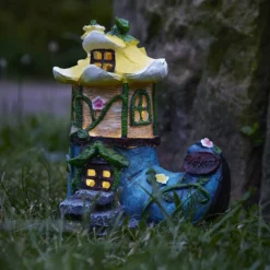 Solar-Haus Blume, Schuh/blau, Höhe 22 cm