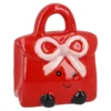 Spardose Tasche mit Gesicht, rot, 7.5 x 9 cm