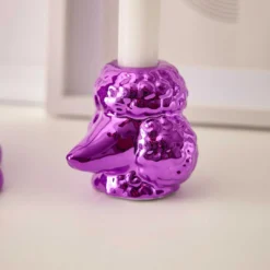 Stabkerzenhalter Pudel, lila, 7 cm