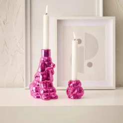 Stabkerzenhalter Pudel, pink, 7 cm