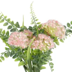 Strauß Pompom/Farn, rosa, 33 cm