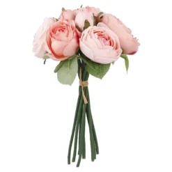 Strauß Rose, 9 Blüten/peach, 27 cm