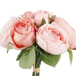 Strauß Rose, 9 Blüten/peach, 27 cm