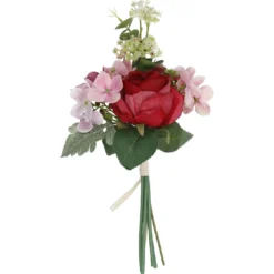Strauß Rose/Eucalyptus, pink, 39 cm