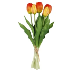Strauß Tulpe, 5 Blüten, orange, 30 cm