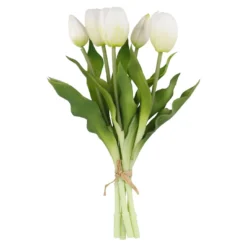 Strauß Tulpe, 5 Blüten, weiß, 30 cm