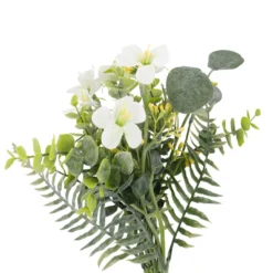 Strauß Wachsblume/Farn, weiß, 37 cm