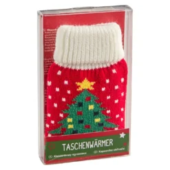 Strick-Taschenwärmer Baum, rot, 13 cm