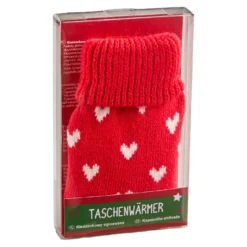 Strick-Taschenwärmer Herz, rot, 13 cm