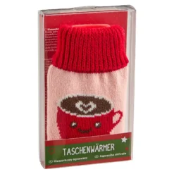 Strick-Taschenwärmer Kaffeetasse/rosa, rot, 13 cm