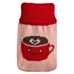 Strick-Taschenwärmer Kaffeetasse/rosa, rot, 13 cm