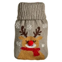 Strick-Taschenwärmer Rentier/grau, 13 cm