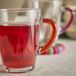 Teeglas mit Farbhenkel, orange, 350 ml