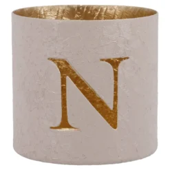 Teelichthalter Buchstabe, N/beige, 7.8 x 7.5 cm