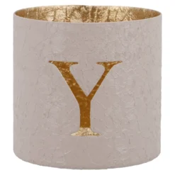 Teelichthalter Buchstabe, Y/beige, 7.8 x 7.5 cm