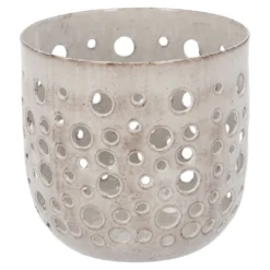 Teelichthalter Metall, Punkte/taupe, 7.2 x 6.8 cm