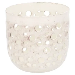 Teelichthalter Metall, Punkte/beige, 7.2 x 6.8 cm