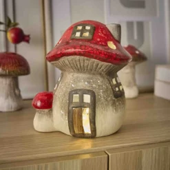 Teelichthalter Pilz-Haus, Pilz an Seite, 18 cm