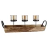 Teelichthalter-Trio auf Holztablett, 48 cm