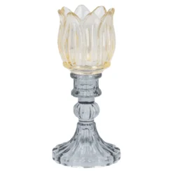 Teelichthalter Tulpe, gelb, 8 x 17 cm