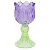 Teelichthalter Tulpe, Neon/lila/grün, 7 x 14 cm