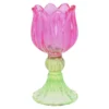 Teelichthalter Tulpe, Neon/pink/grün, 7 x 14 cm