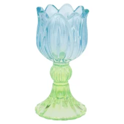 Teelichthalter Tulpe, Neon/türkis/grün, 7 x 14 cm