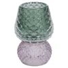 Teelichthalter Zapfen auf Fuß, grün/lila, 11 cm