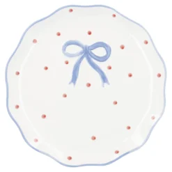 Teller Schleife/Punkte, blau, 21 cm