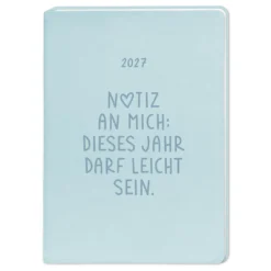Terminplaner Lederlook, 2027, hellblau