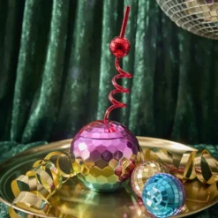 Trinkbecher Discokugel, bunt, 11 cm