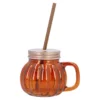 Trinkglas mit Strohhalm, Kürbis/orange, 380 ml