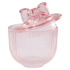 Vorratsdose Rillen/Schleife, pink, 9.3 x 10.7 cm