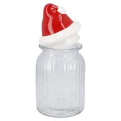 Vorratsglas mit Mütze, klar/rot-weiß, 1000 ml