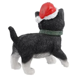 Weihnachtsfigur mit Mütze, Katze/schwarz, 13 x 13 cm