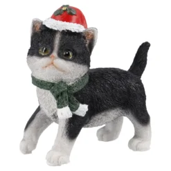 Weihnachtsfigur mit Mütze, Katze/schwarz, 13 x 13 cm